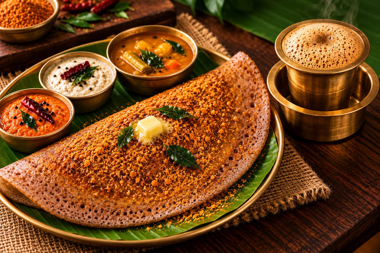 Ragi Ghee Podi Dosa